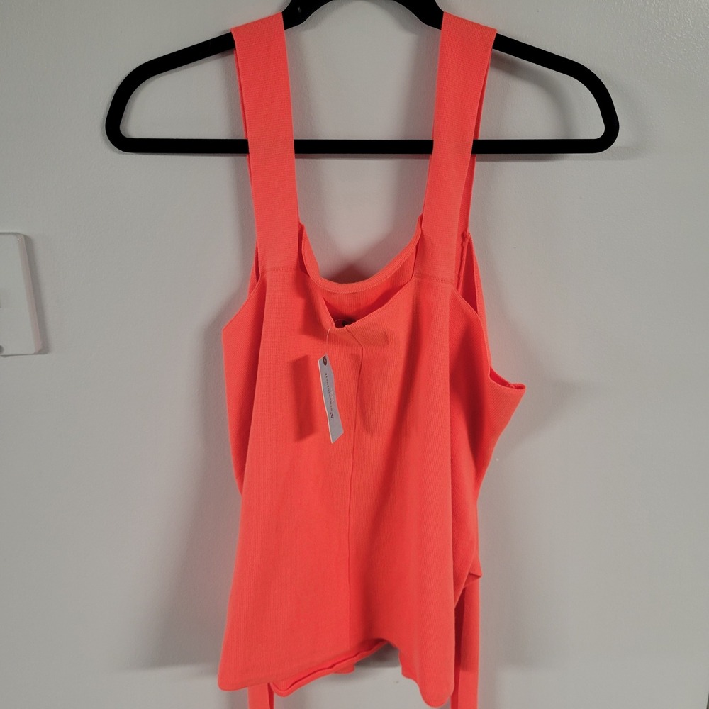 Anthropologie Plus Tank Top 3X Sleeveless Knit‎ Neon Coral Bow Tie Back NWT